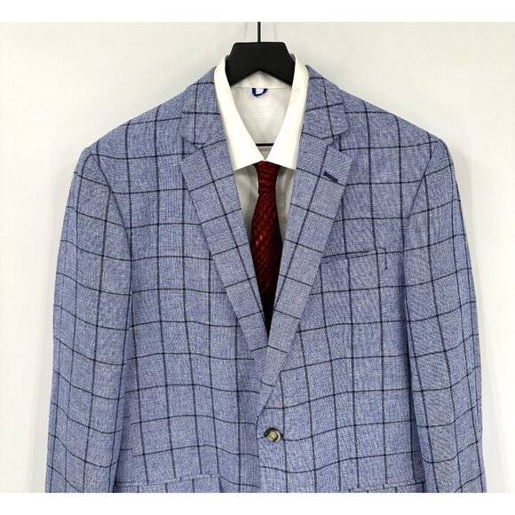 STAFFORD jacket blazer sport coat blue 40L - Picture 2 of 9